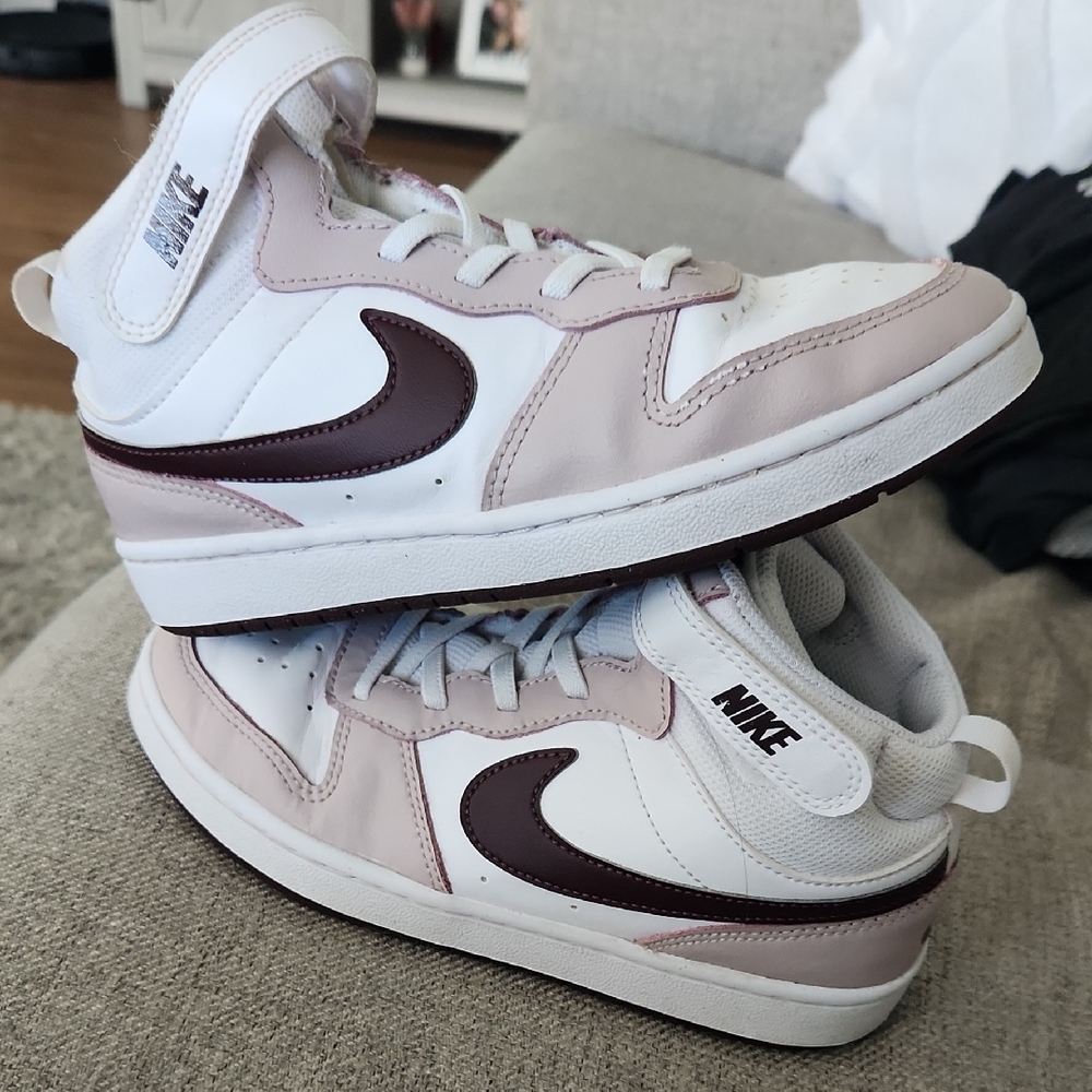 Nike White and Pink High-Top Sneakers